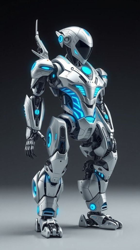 Futuristic Robot Action Figure with Holographic Details