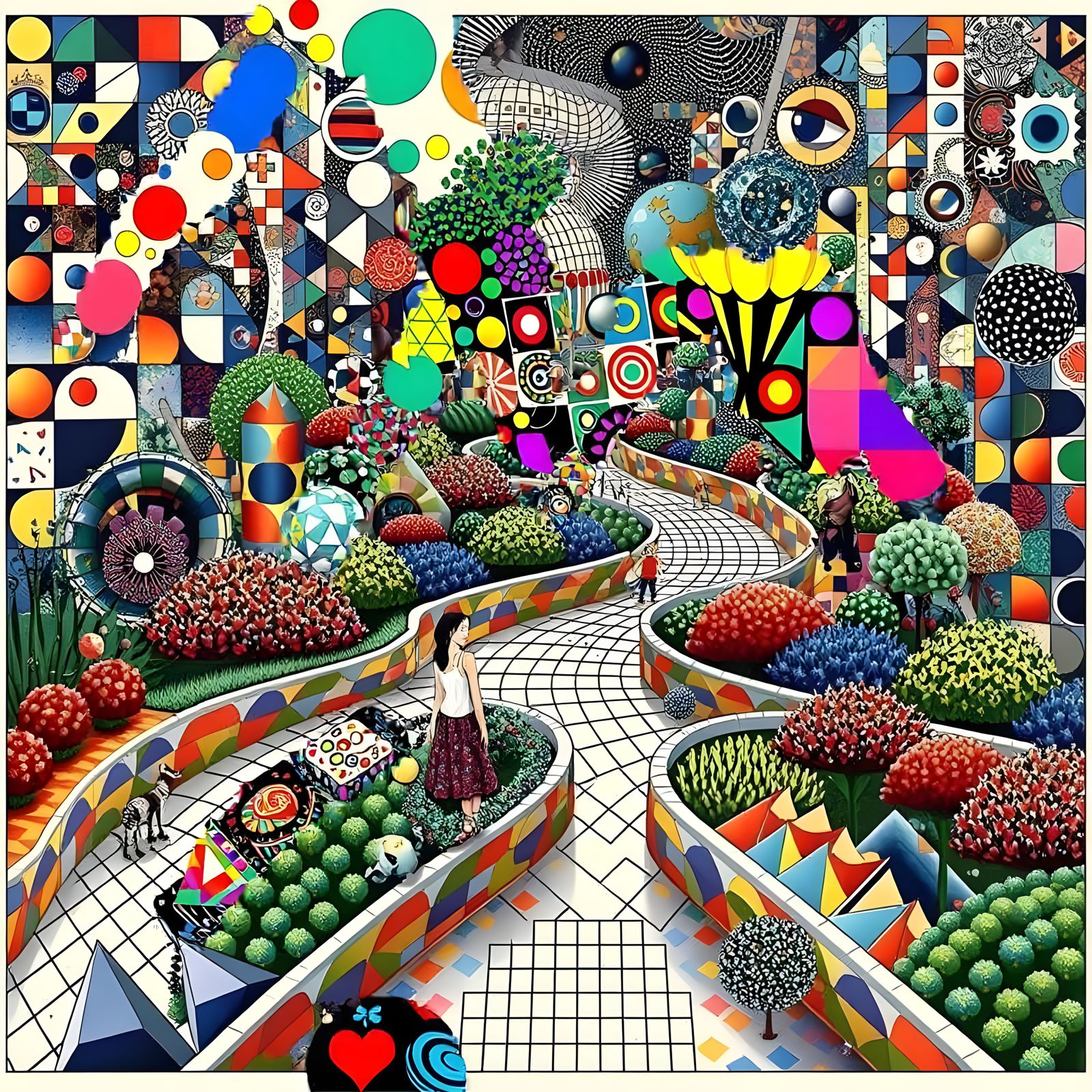 Kaleidoscopic Garden Graphic Score in Pop Art Style