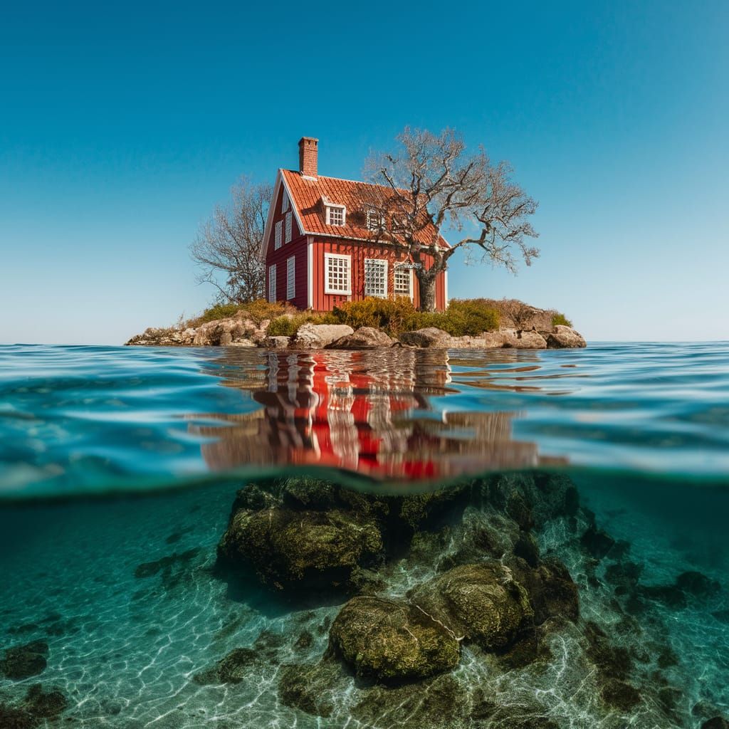 Picturesque Island Home in Serene Waterscape