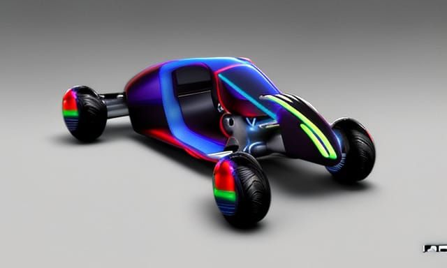 Cyberpunk Go-Kart Concept: Futuristic 2053 Rendering