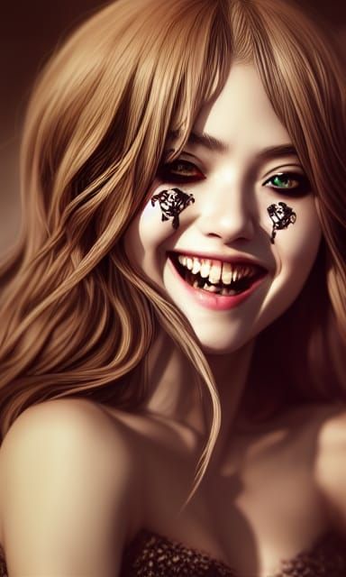 Sinister Smile: Hyper-Realistic Digital Girl Portrait