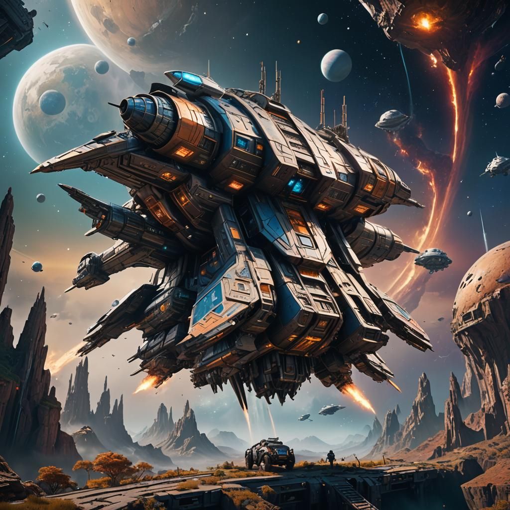 Detailed Matte Painting of a Spaceship