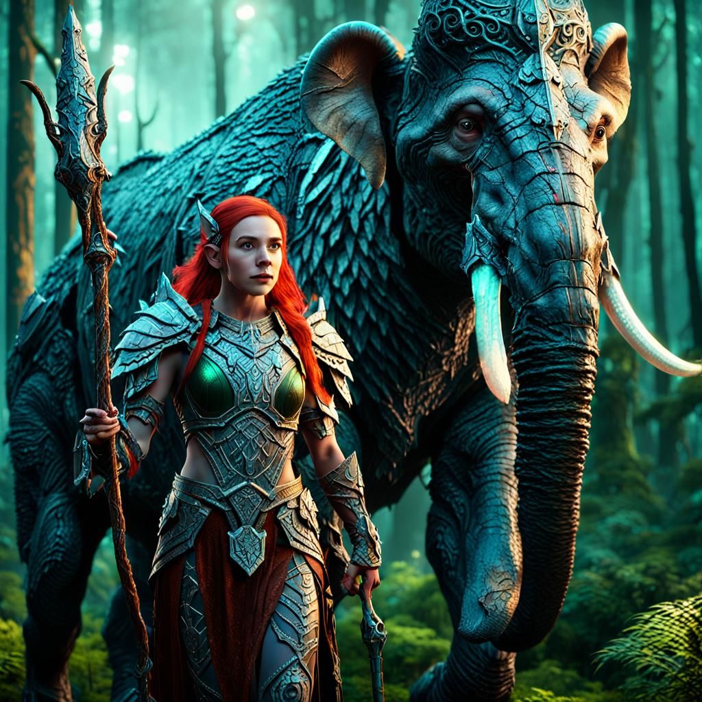 Epic Elven Druidess in Stunning Fantasy Forest