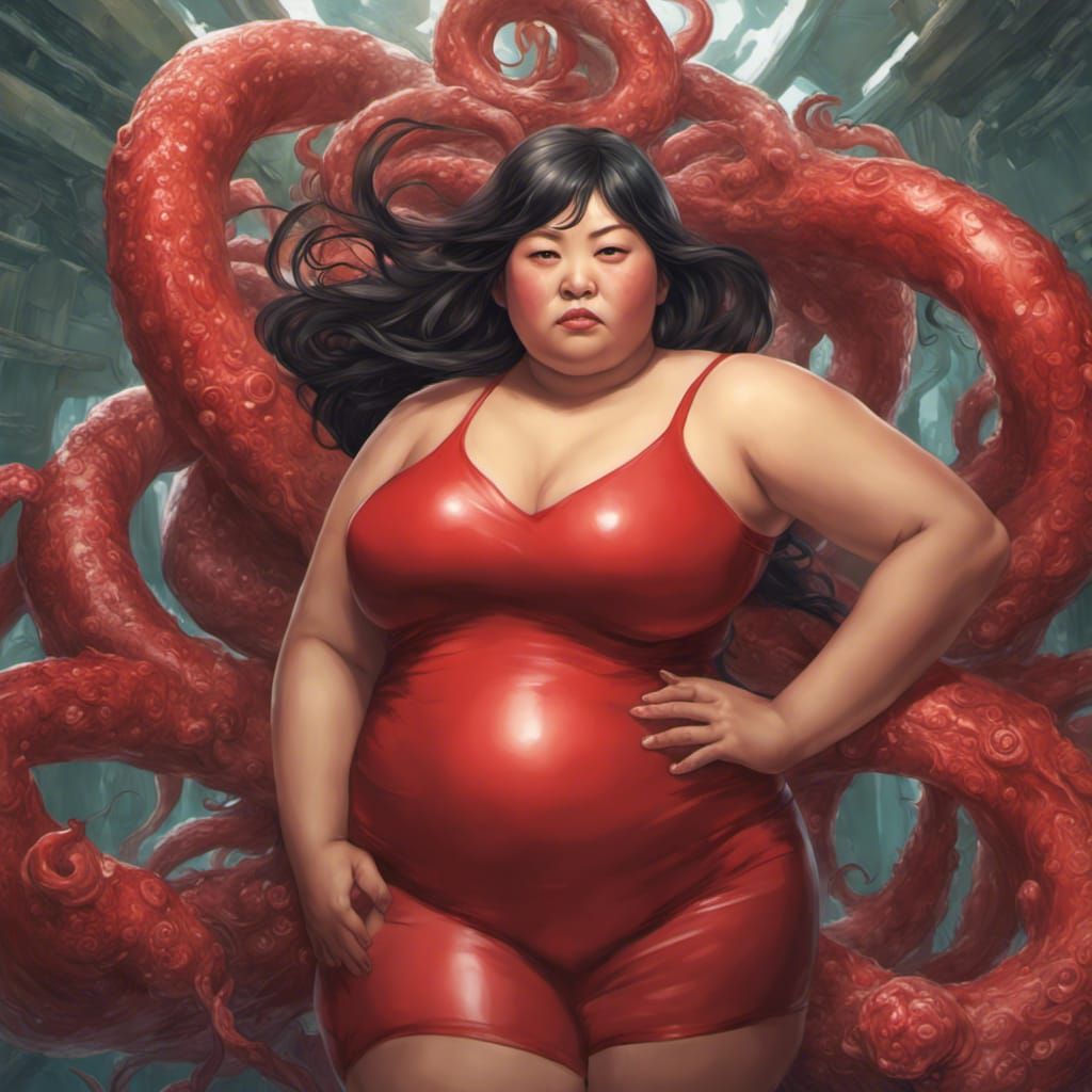 Asian Woman in Tentacle Scene, Photorealistic 8k