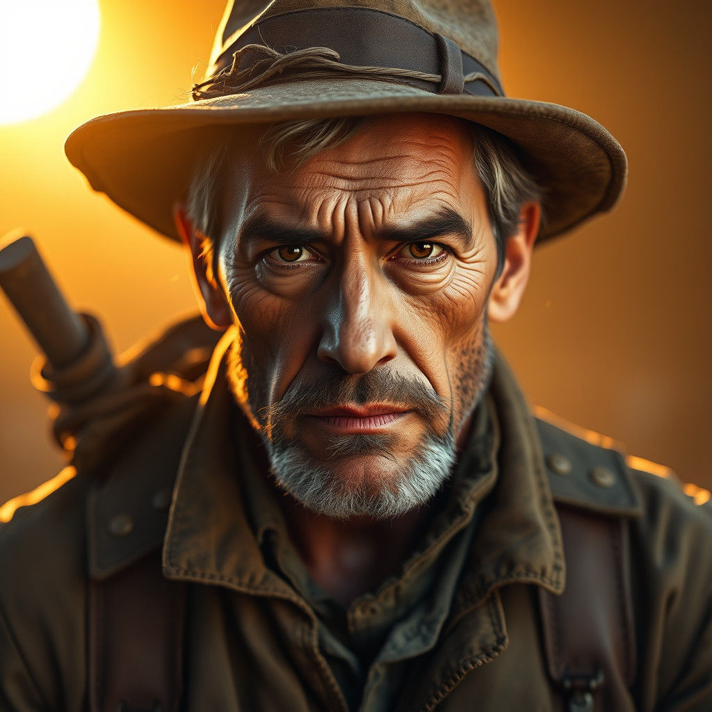 Rugged Man in Safari Outfit, Fantasy Concept Art