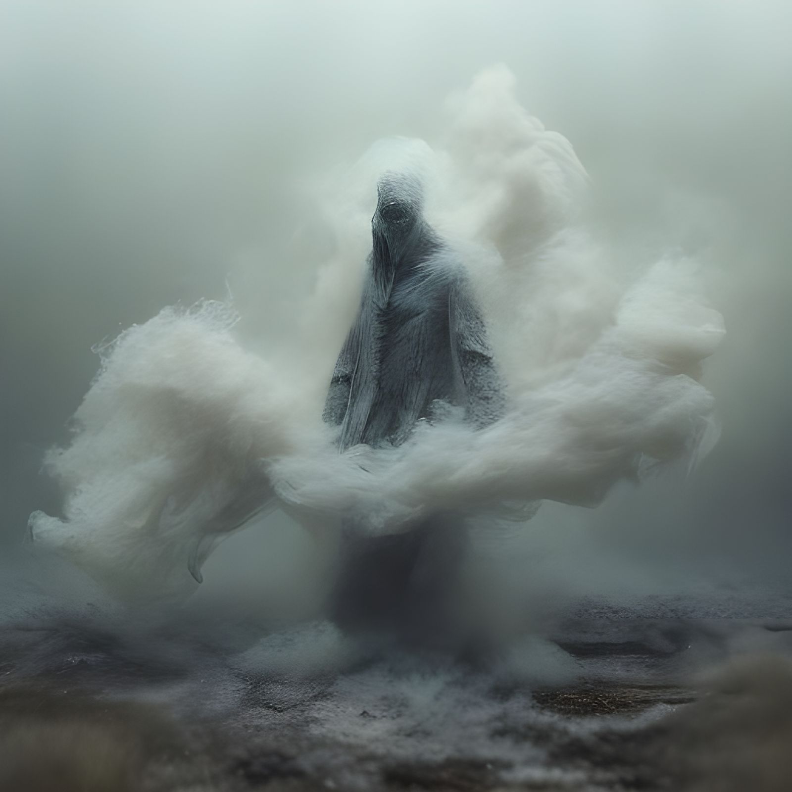 Ethereal Elemental Spirit in Hazy Fog