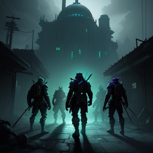 Teenage Mutant Turtles in Dark Alleyway