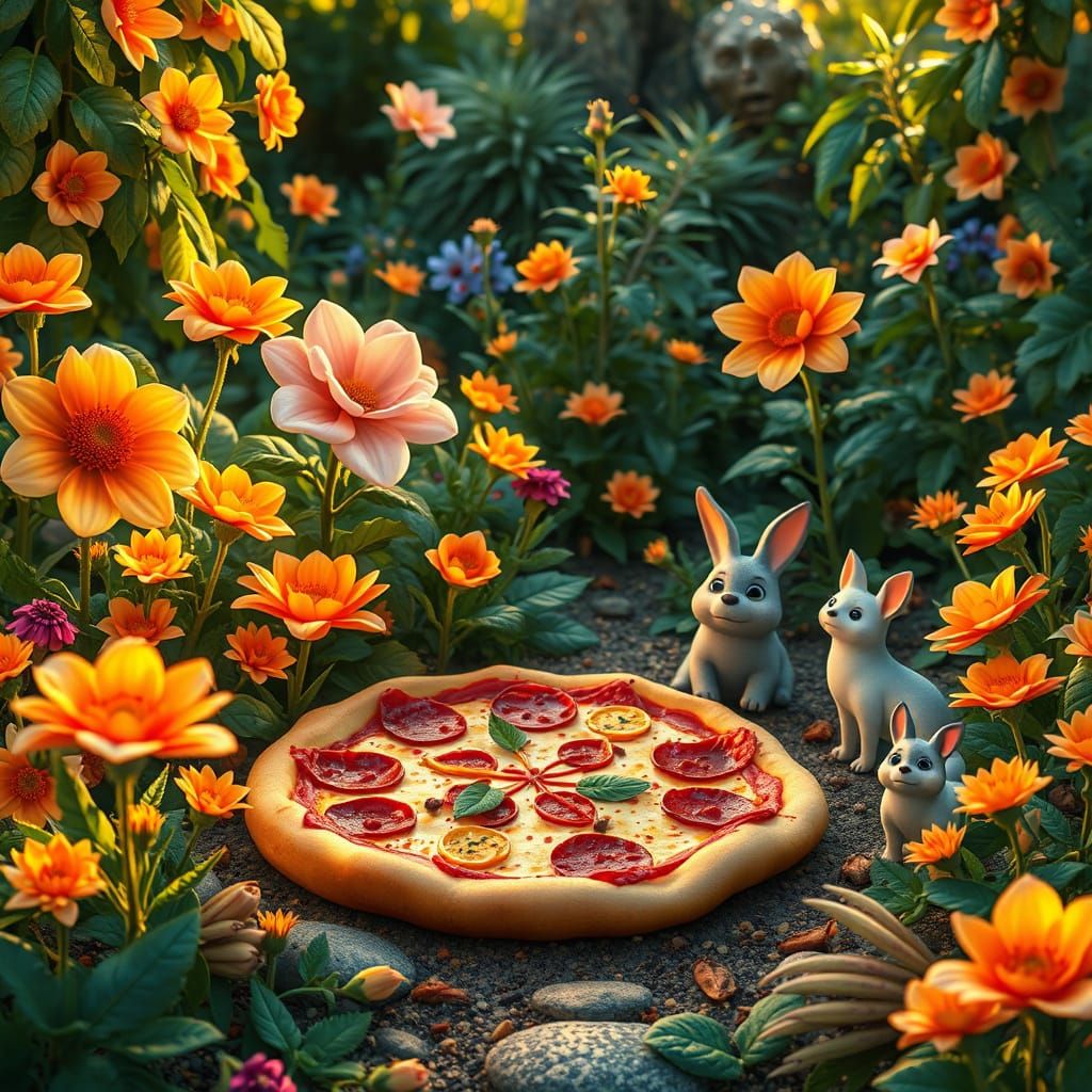 Whimsical Pizza Garden with Pizza Flowers