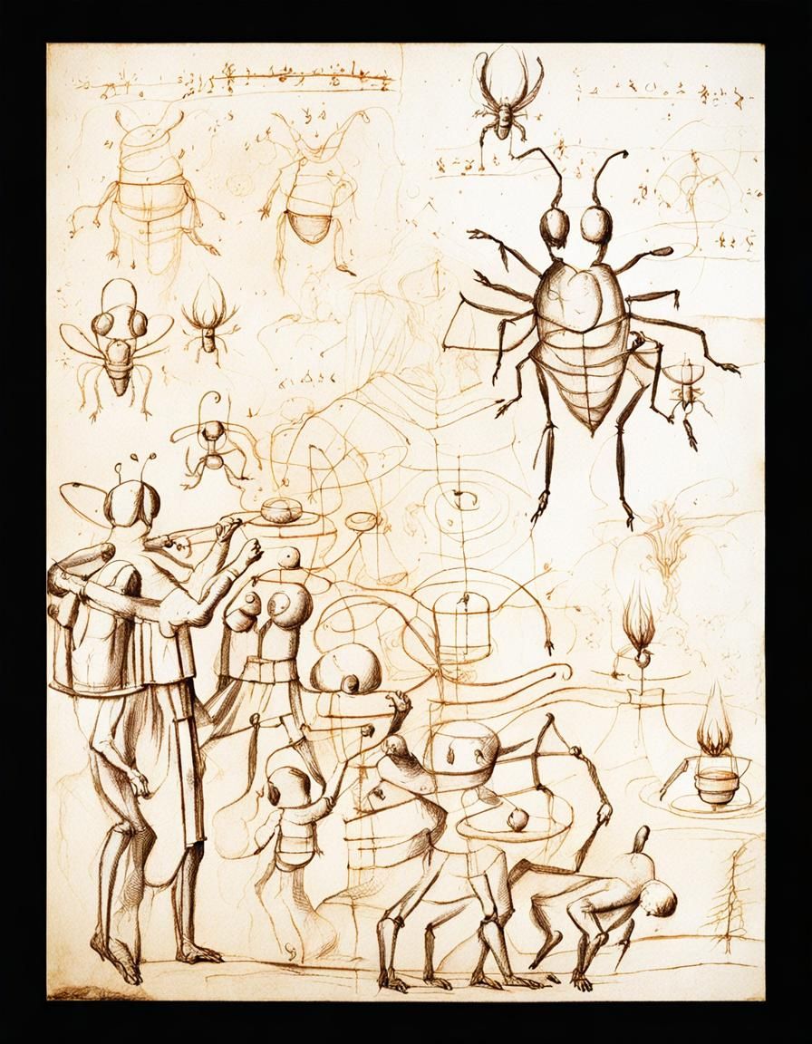 Da Vinci-esque Insect Hybrid Studies with Melting Candles