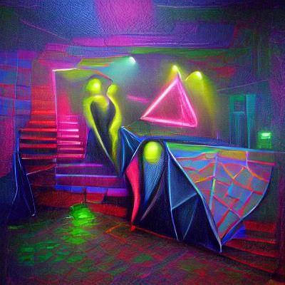 1980s Vampire Disco in Neon Chalk Art