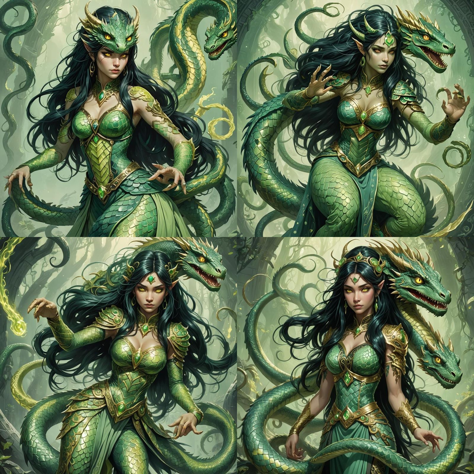 Basilisk Enchantress Lyra in Hyperrealistic Style