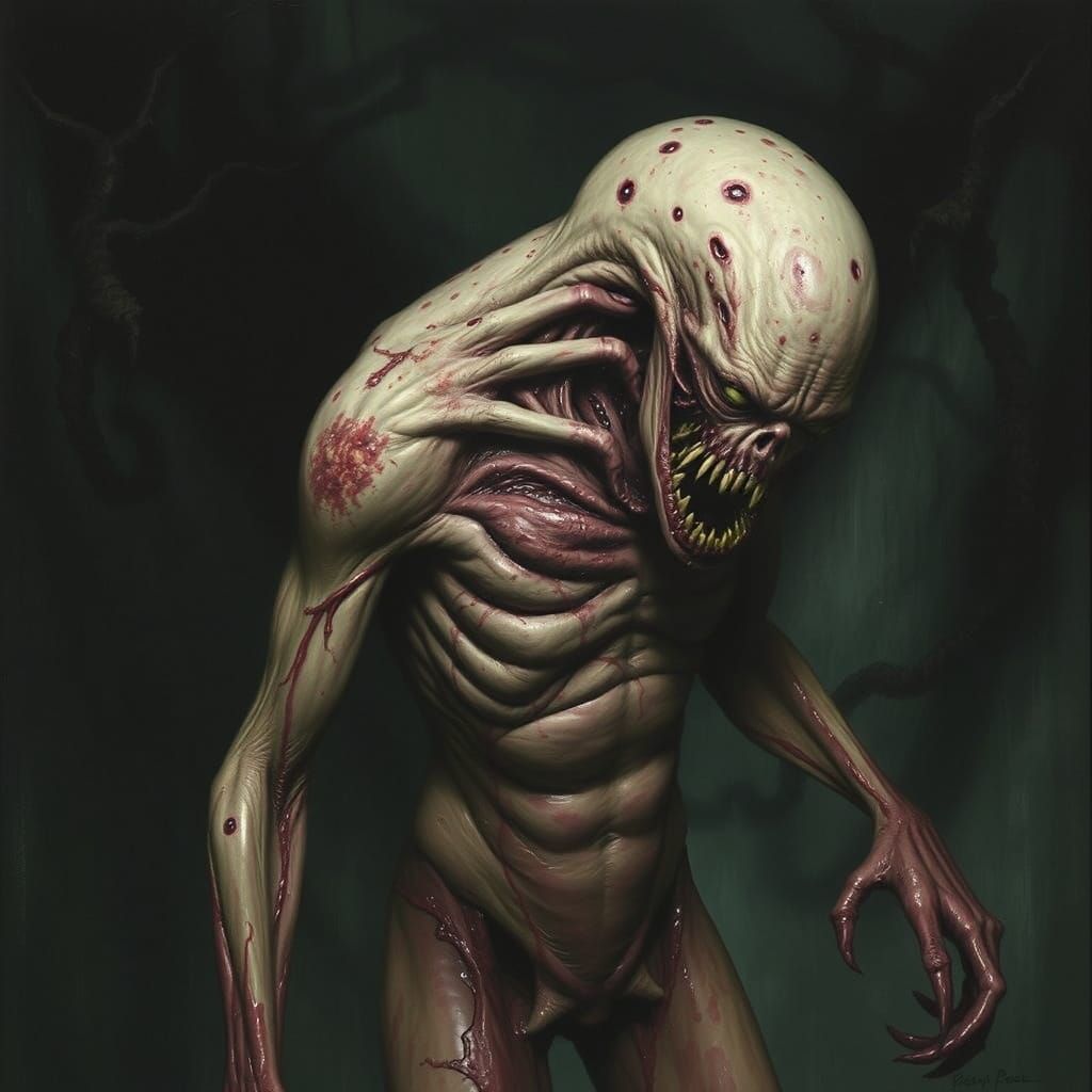 Grotesque, Biomechanical Abomination in Dark, Gothic Style