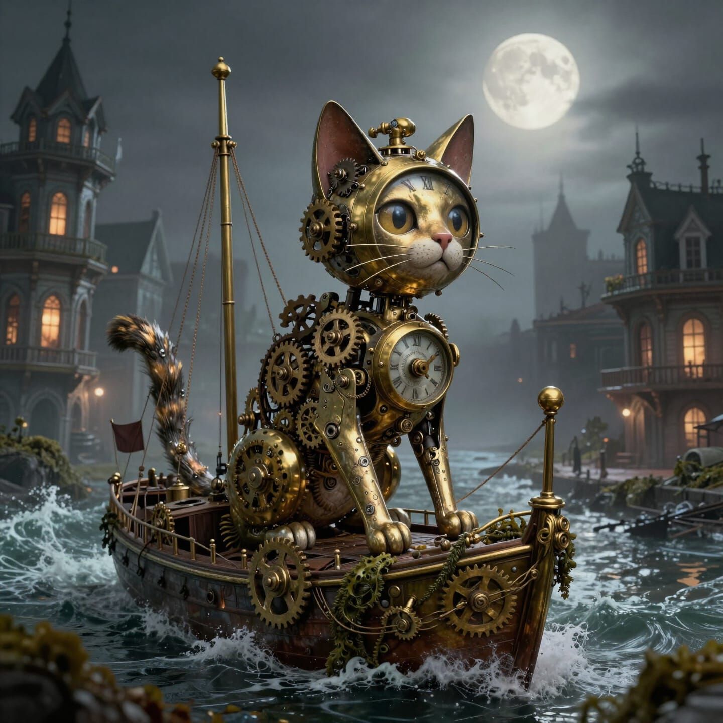 Clockwork Cat on Victorian Alien Metropolis Ship