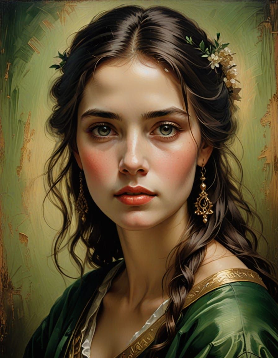 Baroque Oil Painting of a Stunning Woman in Elegant Style