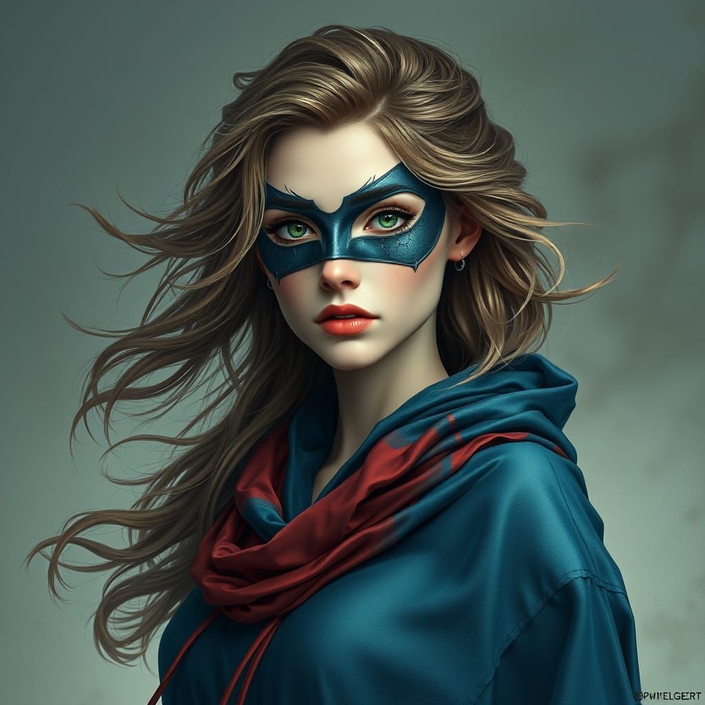 Hyperrealistic Ballerina Superhero Portrait in Art Nouveau S...