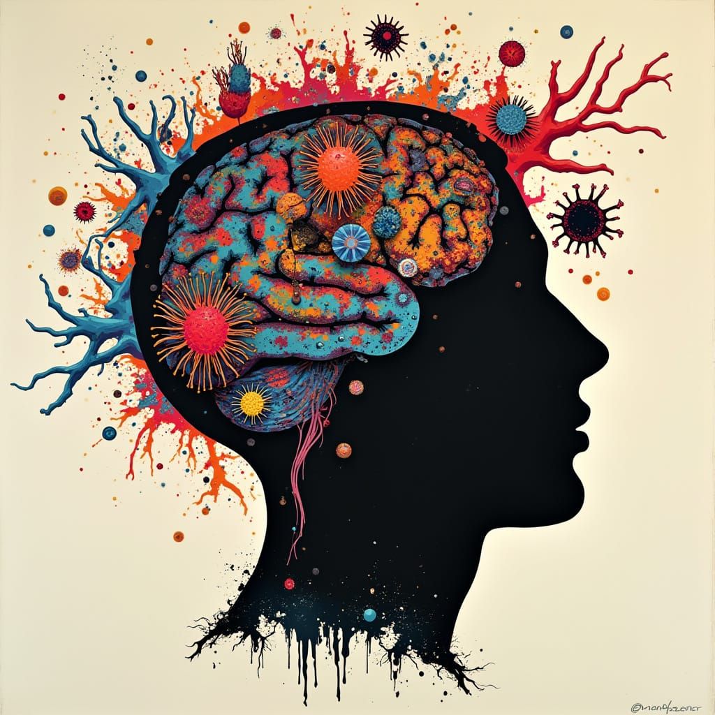 Germ Brain: Street Art Stencil Illustration