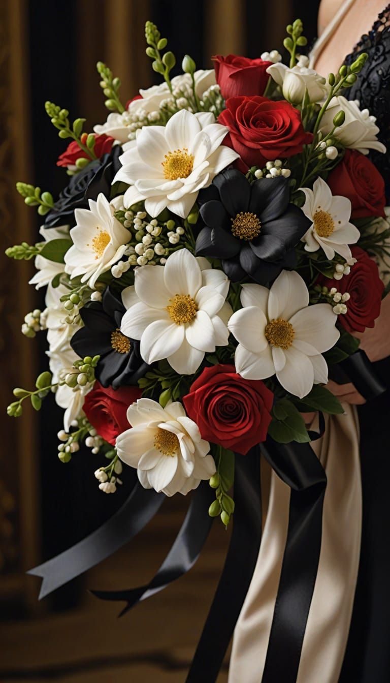 Vibrant Wedding Bouquet in Dark, Romantic Style