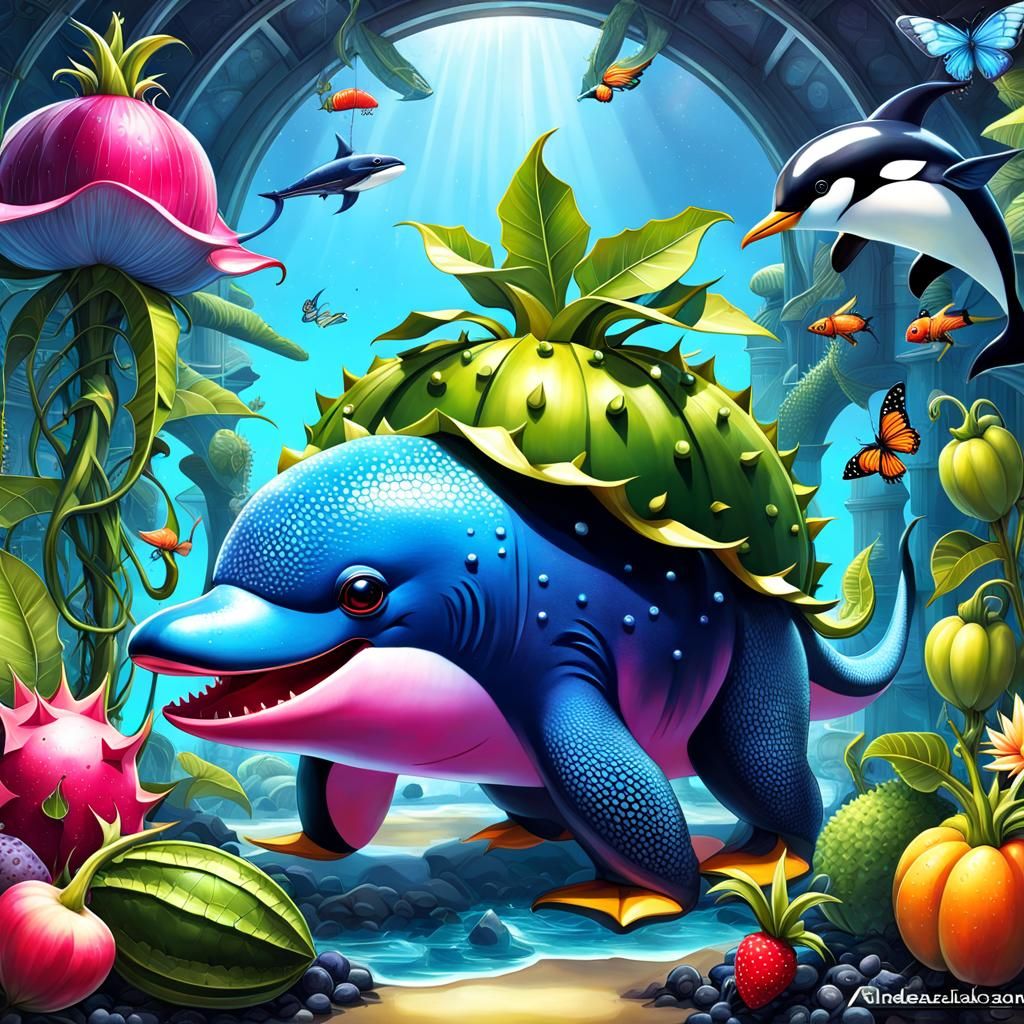 Surreal Hybrid Vegetables and Animals in Aetherpunk Style