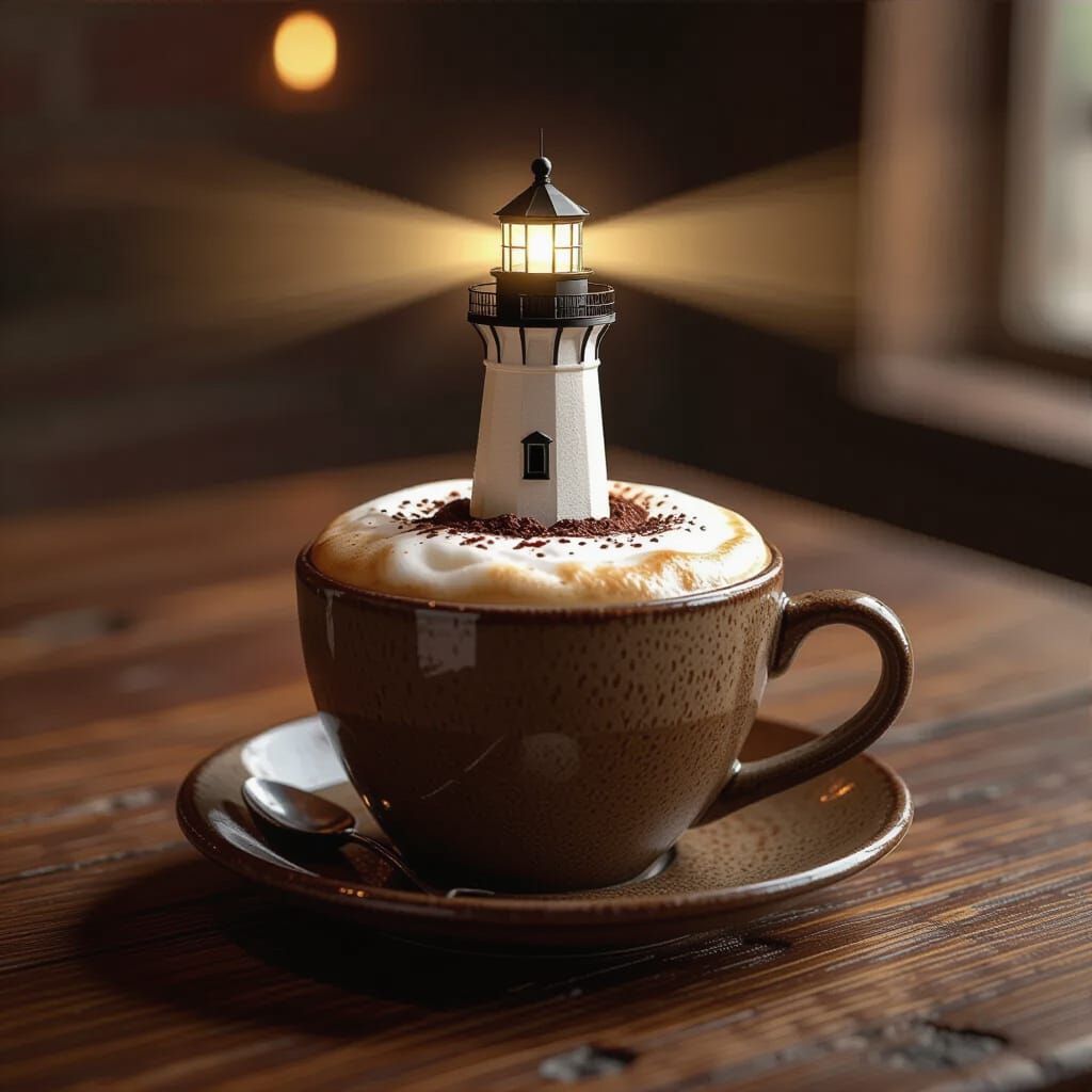 Cappuccino Lighthouse: A Hyper-Realistic Coffee Dream