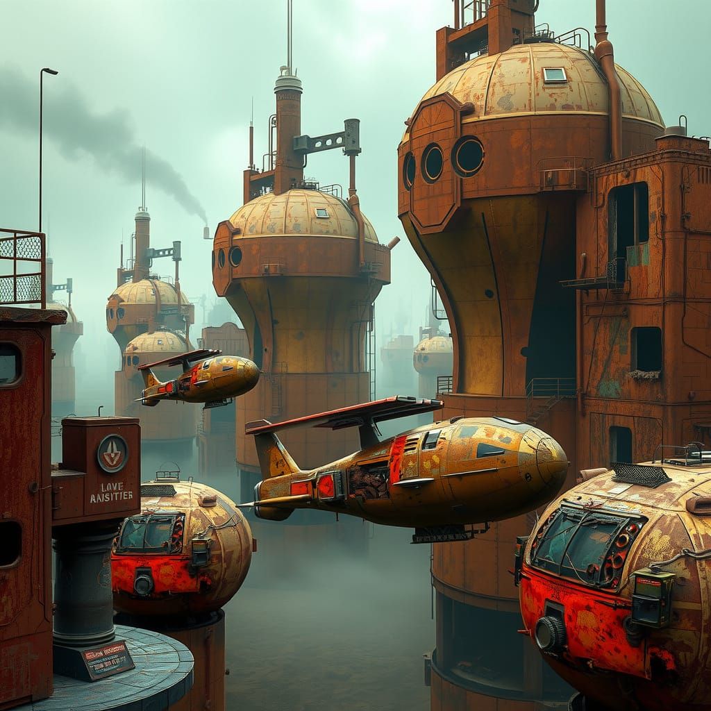 Dystopian Industrial Landscape in Surreal Style