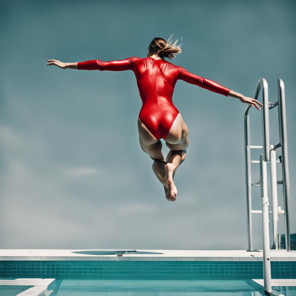 Girl on Diving Board: Macro 35mm Photo