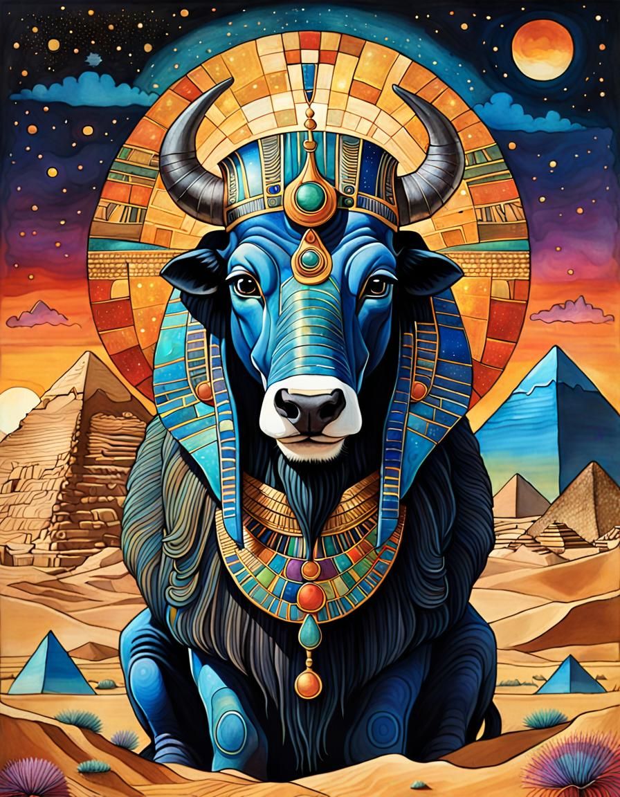 Hathor as Maximalist Alcohol Ink Illustration