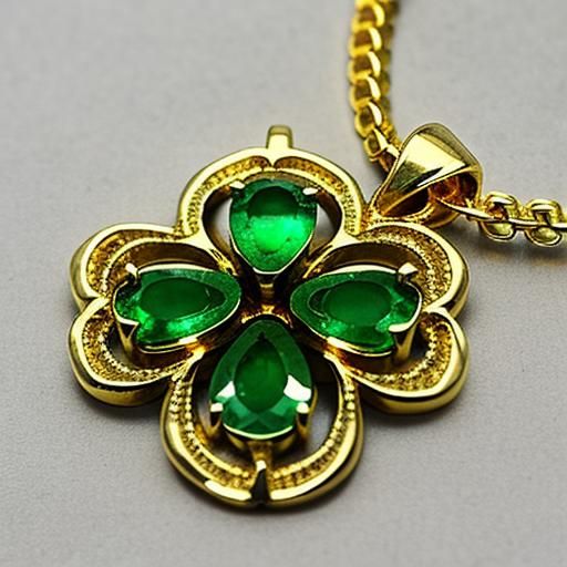 Emerald Four-Leaf Clover Pendant on Gold Necklace