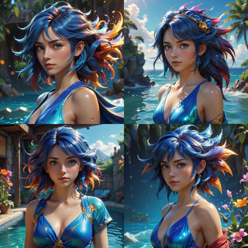 Sonic the Hedgehog in Vibrant Blue Kimono Bikini