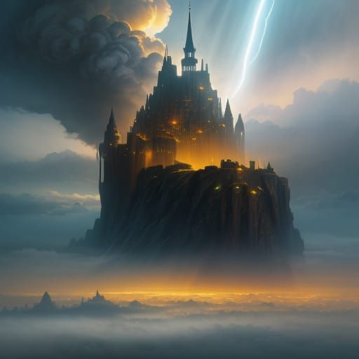 Ancient Citadel Suspended in Ethereal Glory