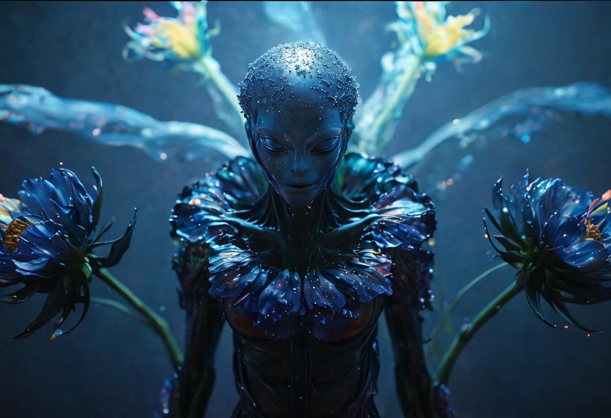 Iridescent Alien Flowers Bouquet: Cosmic Multiverse