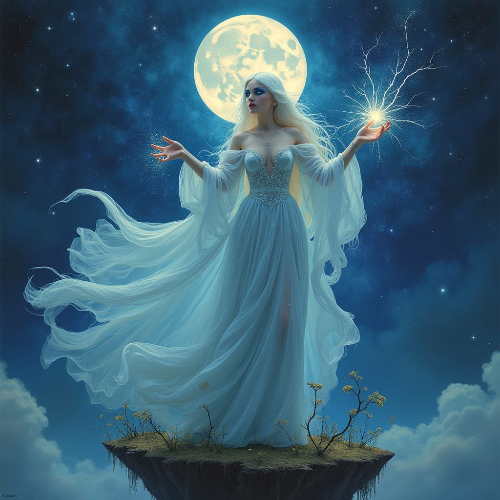 Celestial Sorceress in Art Nouveau Style