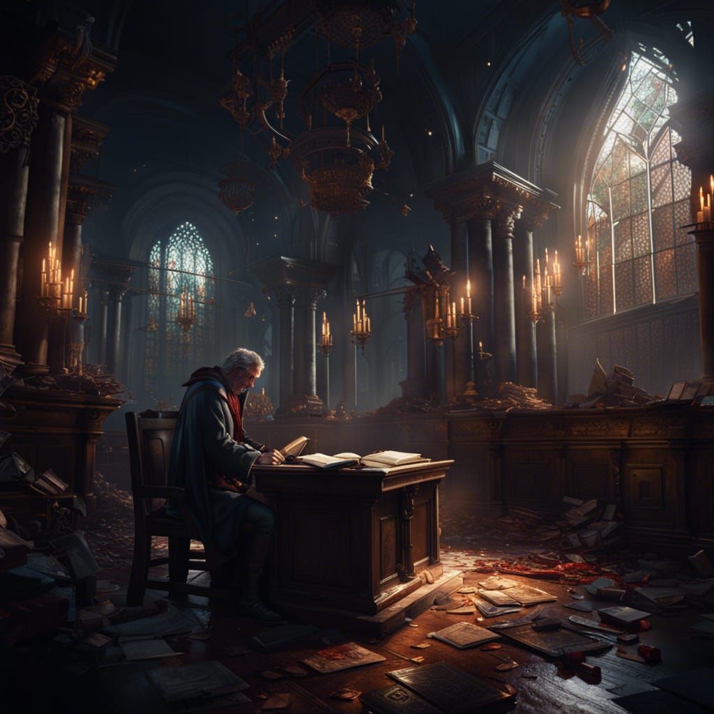 Dark Fantasy Masterpiece in Purple and Yellow