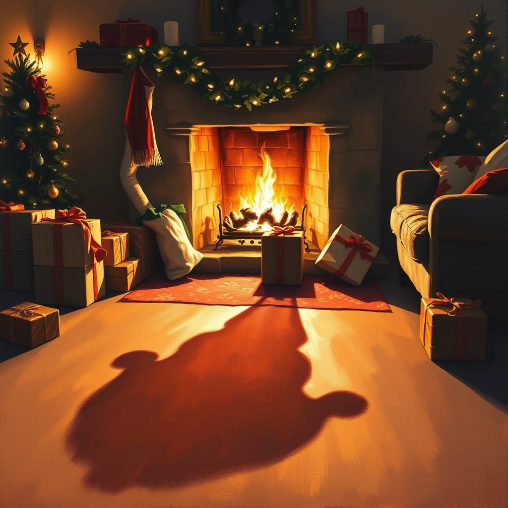 Cozy Christmas Scene in Warm Golden Light