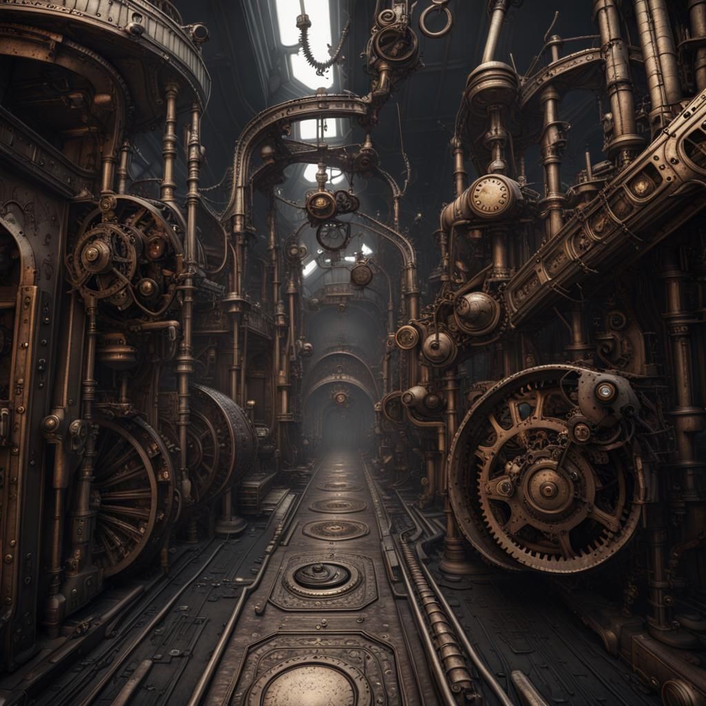 Clockwork Nightmares: Steampunk Fabric Pathway