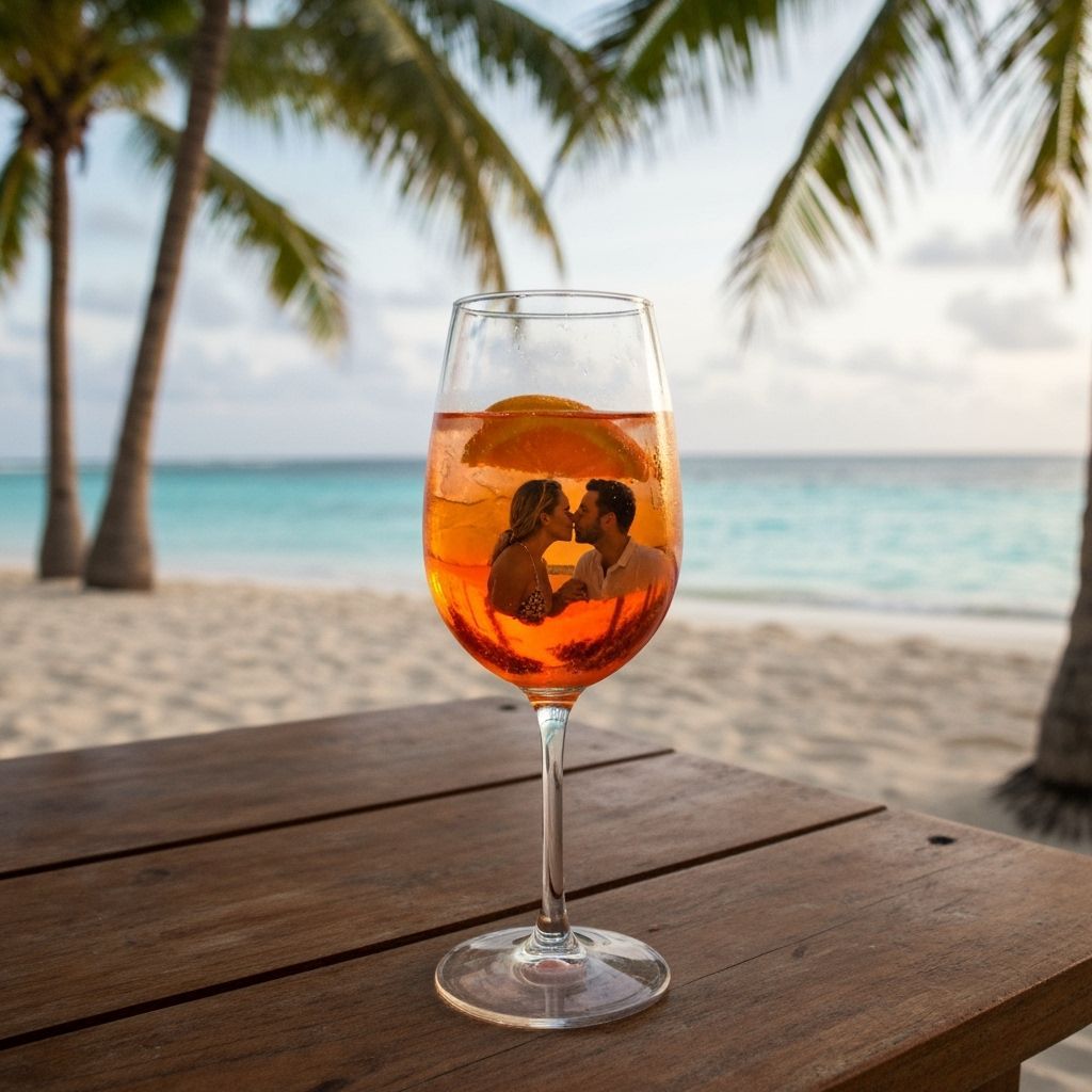 Aperol Spritz on a Tropical Beach at Sunset