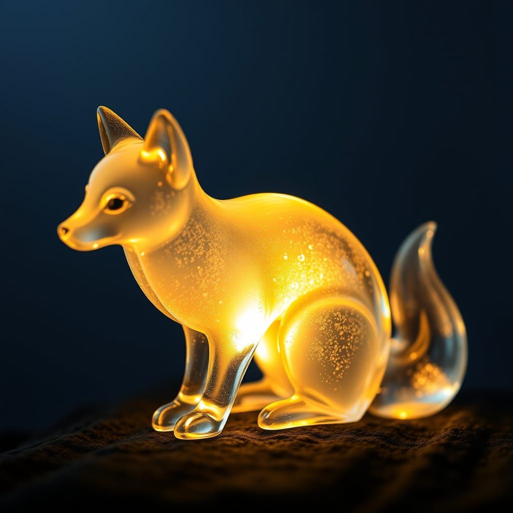 Glowing Clear Glass Fox Figurine