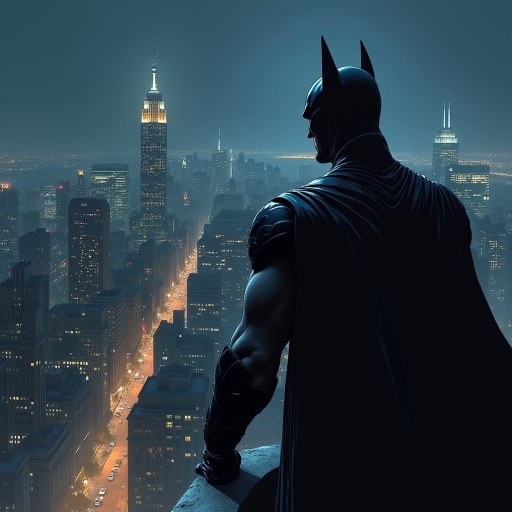 Batman Over Gotham: Hyper-Realistic Comic Book Art