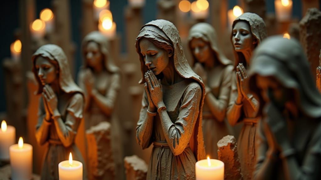 Ethereal Statues in Desperate Supplication