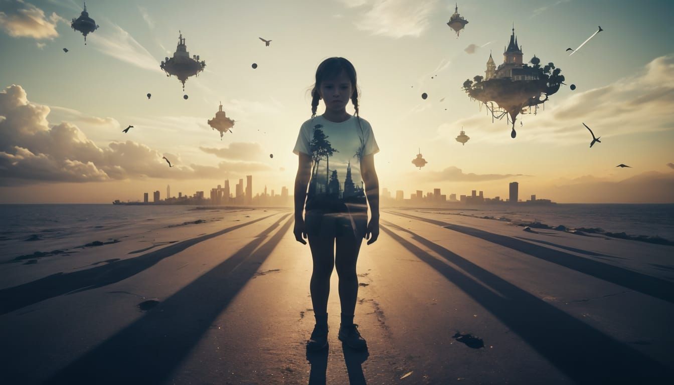 Dreamlike Double Exposure in Ethereal Hues