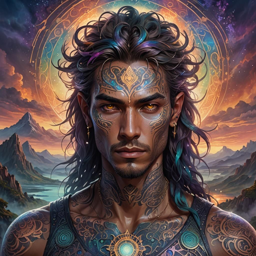 Mystical Androgynous Portrait in High-Fantasy Style