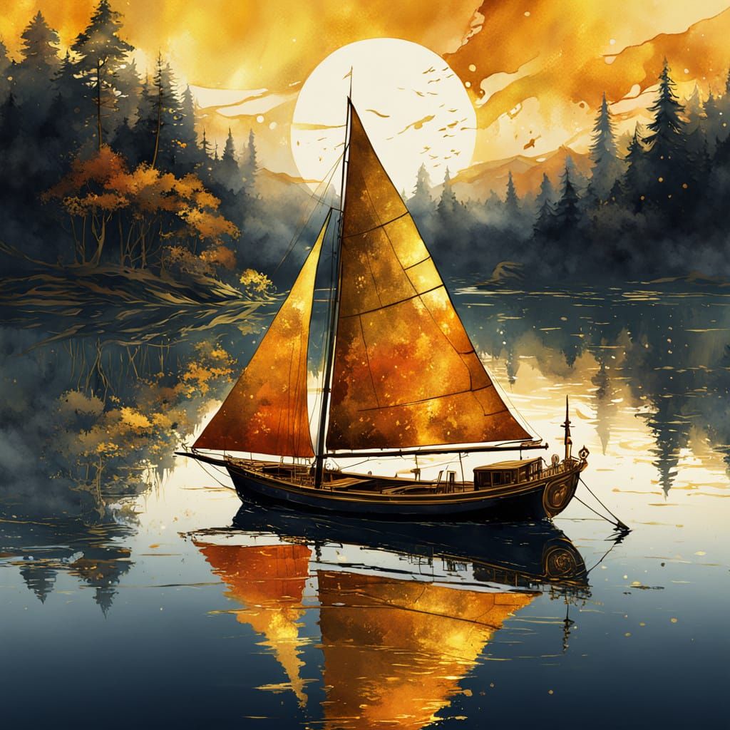 Painted with Gold SAILING AT SUNRISE