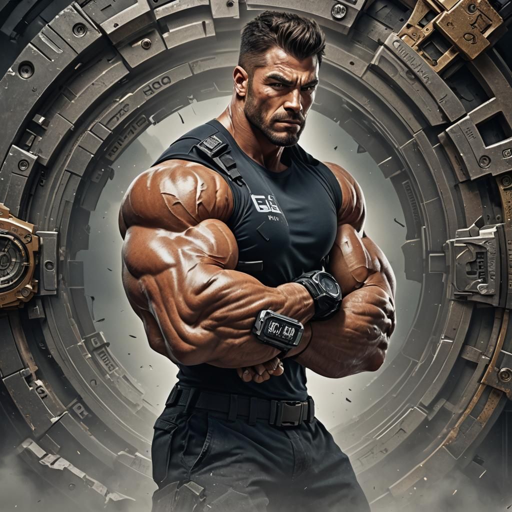 Muscular Bicep Flexing G-Shock Logo