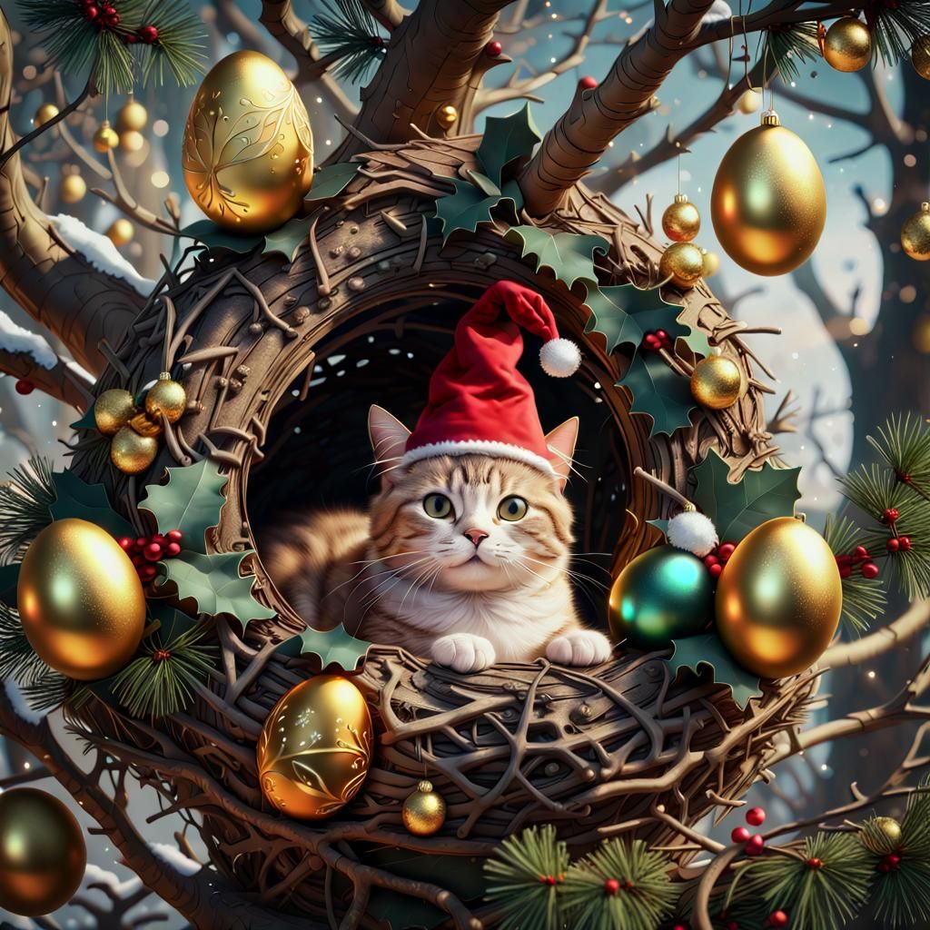 Golden Eggs and Christmas Cat: Fantasy Concept Art