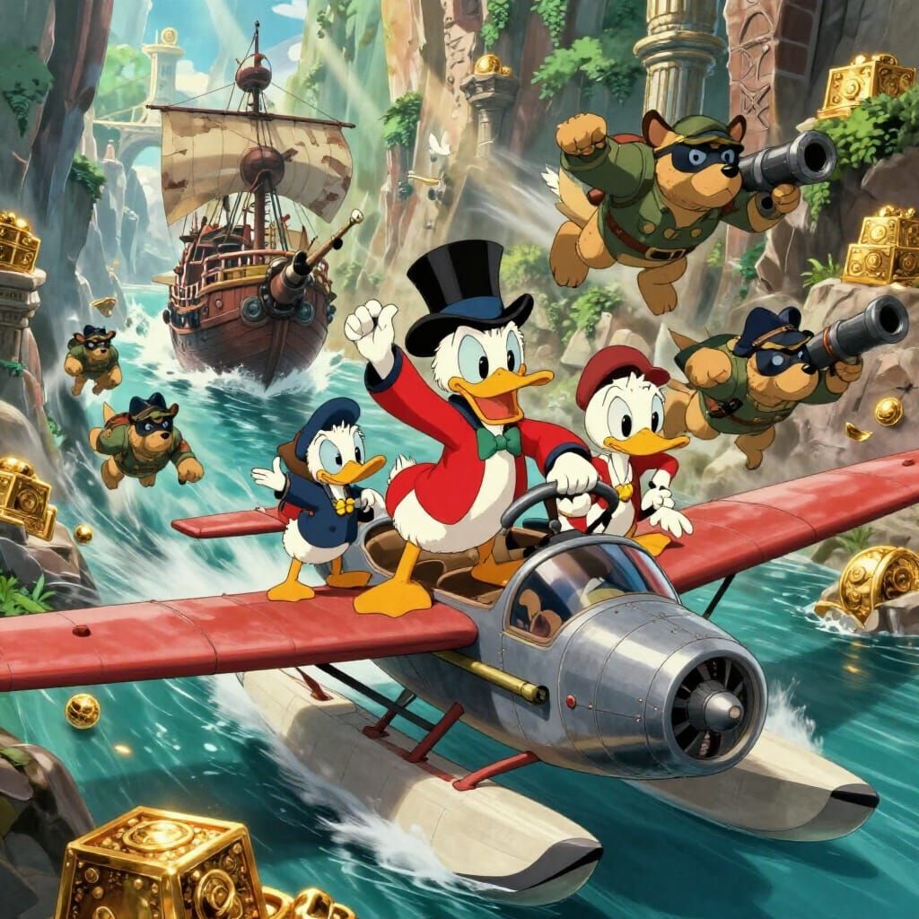 DuckTales Adventure Anime Style - Scrooge McDuck in Seaplane