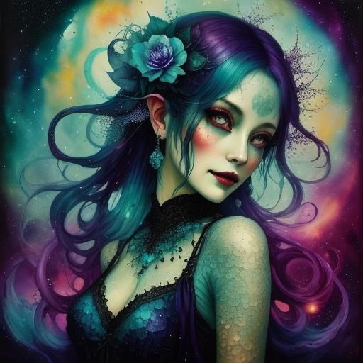 Mischievous Goblin Girl in Dreamy Surreal Style