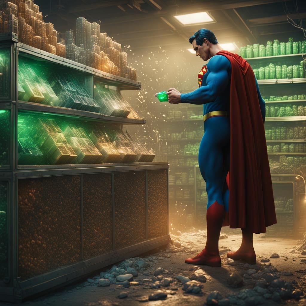 Superman Buying Kryptonite: Detailed Matte Painting