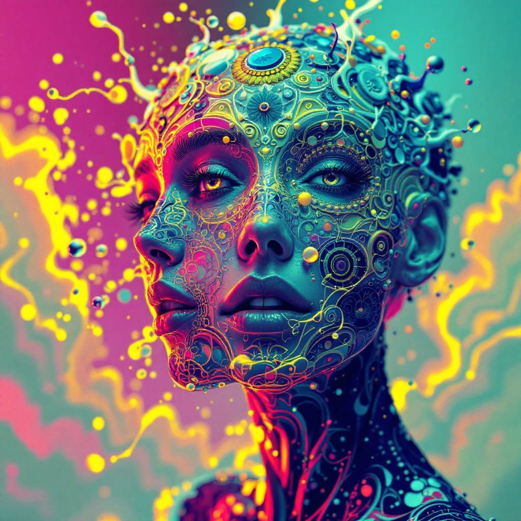 Dramatic Portrait with Ornate Details and Vibrant Colors