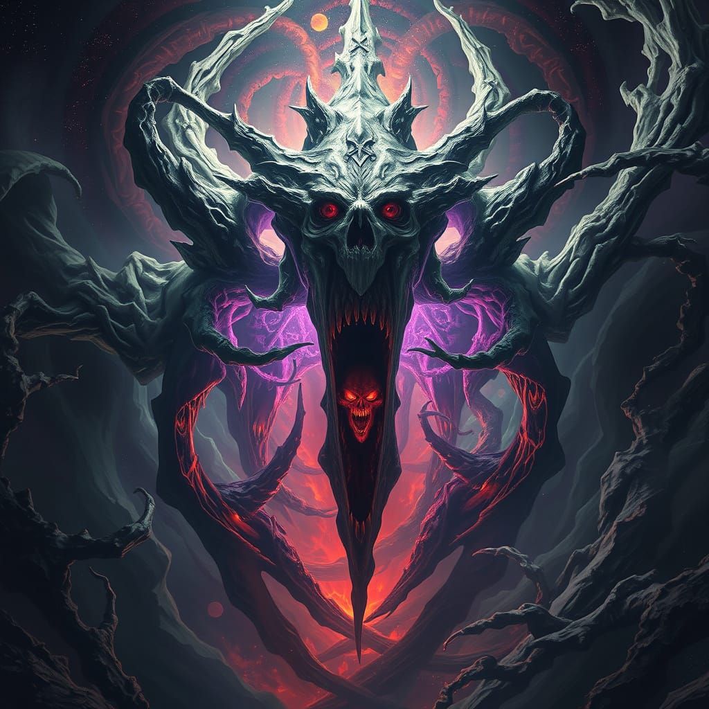 Cosmic Terror Entity in Abstract Horror Style