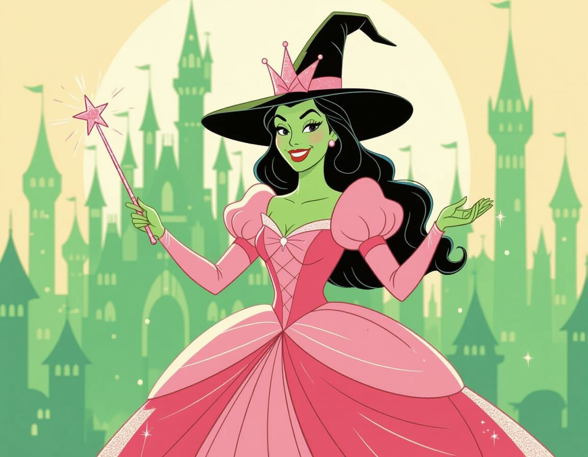 Wicked Witch as Glinda in Emerald City Illustration