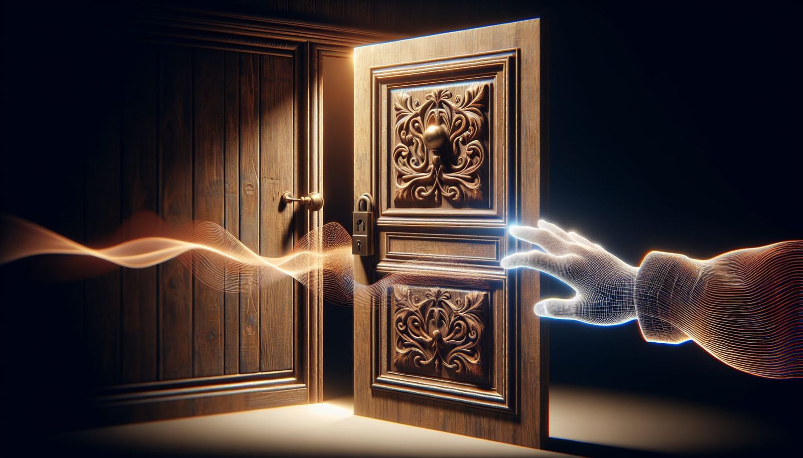 Mysterious Closed Door with Intricate Carvings